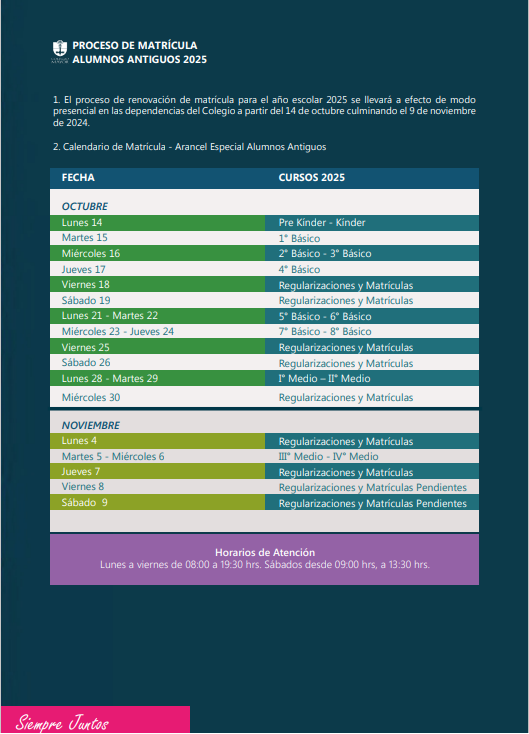 Calendario de Rematrícula 2025